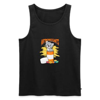 Antidepressiva - Gray Tabby Cats Natürliche Streifen - Männer Premium Bio Tank Top - Schwarz - Vorne - AI Model Male 178 light (178cm)
