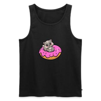 Kätzchen sitzen in einem Donut - Gray Tabby Cat - Männer Premium Bio Tank Top - Schwarz - Vorne - AI Model Male 178 light (178cm)
