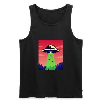 Chats enlevés par un vaisseau spatial extraterrestre - - Débardeur bio Premium Homme - noir - Devant - AI Model Male 178 light (178cm)