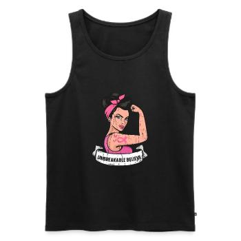 Breast Cancer Survivor Unbreakable Strong Woman - - Men's Premium Organic Tank Top - black - Front - AI Model Male 178 light (178cm)