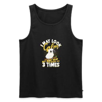 Ich mag ruhig aussehen, aber in meinem Kopf habe ich dich gebissen - - Männer Premium Bio Tank Top - Schwarz - Vorne - Michal (187cm)