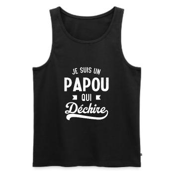 Je suis un papou qui déchire - Débardeur bio Premium Homme - noir - Devant - Michal (187cm)