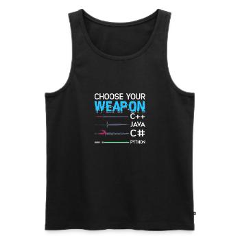 Wähle deine Waffe C++ Java C# Phyton - - Männer Premium Bio Tank Top - Schwarz - Vorne - AI Model Male 178 light (178cm)