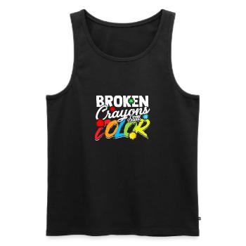 Broken crayons still color - Neurodivergent ADHD - Men's Premium Organic Tank Top - black - Front - AI Model Male 178 light (178cm)