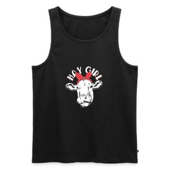 Hay Girl Farmer Funny Cattle Cow Farm Lovers - - Men's Premium Organic Tank Top - black - Front - AI Model Male 178 light (178cm)