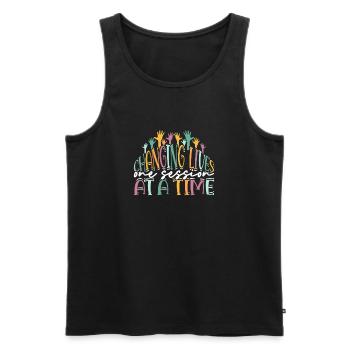 Changing lives one session at a time - Psychology - Men's Premium Organic Tank Top - black - Front - Michal (187cm)