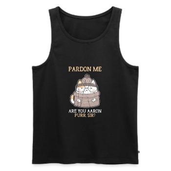 Pardon me are you aaron purr. Sir - Tiger Stripe - Men's Premium Organic Tank Top - black - Front - AI Model Male 178 light (178cm)