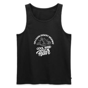 On A Dark Desert Highway Cool wind in my Hair - - Men's Premium Organic Tank Top - black - Front - Michal (187cm)