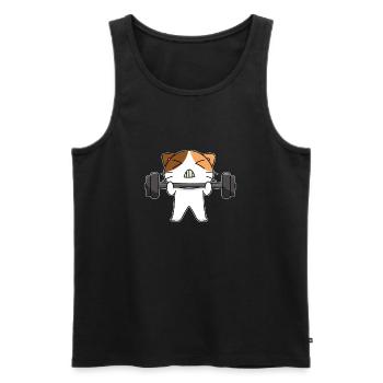 Cat Squat Powerlifting - Musculation - Débardeur bio Premium Homme - noir - Devant - Michal (187cm)