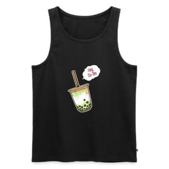 Hey Cu Tea Bubble Tea Boba Milk Tea Kawaii - - Men's Premium Organic Tank Top - black - Front - Michal (187cm)