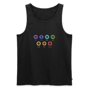 Seven Chakra know see speak love strive feel - Men's Premium Organic Tank Top - black - Front - AI Model Male 178 light (178cm)
