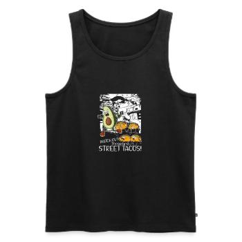 Achtung, das sind StreetTacos - spanisch - Männer Premium Bio Tank Top - Schwarz - Vorne - Michal (187cm)