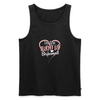 Ich bin die aufgedrehte Brautjungfer - Romantisch - Männer Premium Bio Tank Top - Schwarz - Vorne - AI Model Male 178 light (178cm)