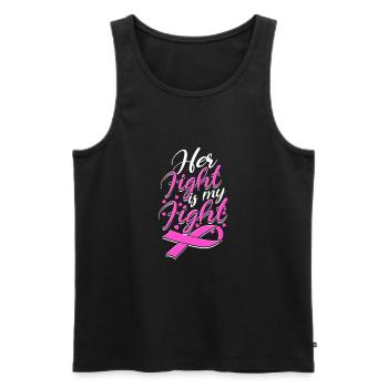 Son combat est mon combat - combattant du cancer du sein - Débardeur bio Premium Homme - noir - Devant - AI Model Male 178 light (178cm)