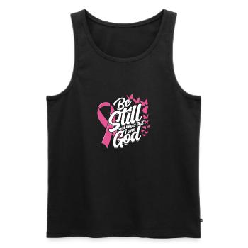 Be still and know that I am god - breast cancer - Men's Premium Organic Tank Top - black - Front - AI Model Male 178 light (178cm)
