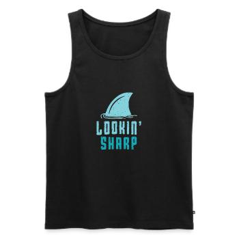 Shark Lookin' Sharp - aquatic - Men's Premium Organic Tank Top - black - Front - AI Model Male 178 light (178cm)