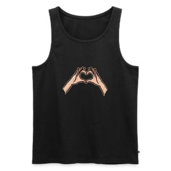 La langue des signes en forme de cœur - conscience sourde - Débardeur bio Premium Homme - noir - Devant - AI Model Male 178 light (178cm)