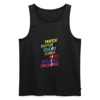 Mentor Inspire Educate Coach Share Influence - Men's Premium Organic Tank Top - black - Front - AI Model Male 178 light (178cm)