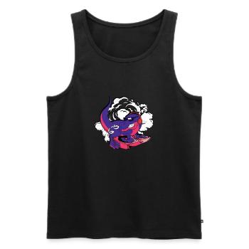 DJ Trex Dinosaur spielt Plattenspieler - elektronisch - Männer Premium Bio Tank Top - Schwarz - Vorne - AI Model Male 178 light (178cm)
