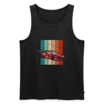Voiture de course avec fond de couleur rétro - racer - Débardeur bio Premium Homme - noir - Devant - AI Model Male 178 light (178cm)