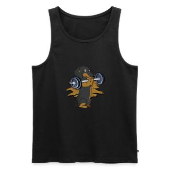 Dachshund Dog Weightlifting - pet dog - Men's Premium Organic Tank Top - black - Front - Michal (187cm)