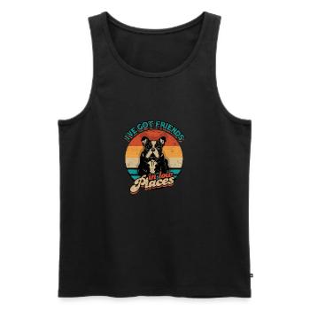 J’ai des amis dans des endroits bas - français bouledogue - Débardeur bio Premium Homme - noir - Devant - AI Model Male 178 light (178cm)