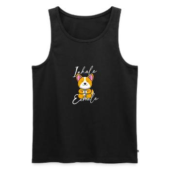 Inhale Exhale - pembroke cool welsh corgi - Débardeur bio Premium Homme - noir - Devant - Michal (187cm)