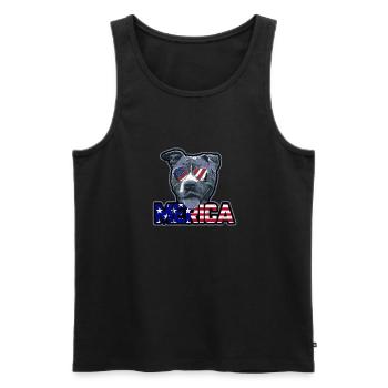 Merica - Amerikanischer Pitbull - Männer Premium Bio Tank Top - Schwarz - Vorne - AI Model Male 178 light (178cm)