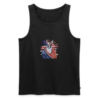 Boston terrier représentant les couleurs du drapeau des États-Unis avec - Débardeur bio Premium Homme - noir - Devant - Michal (187cm)