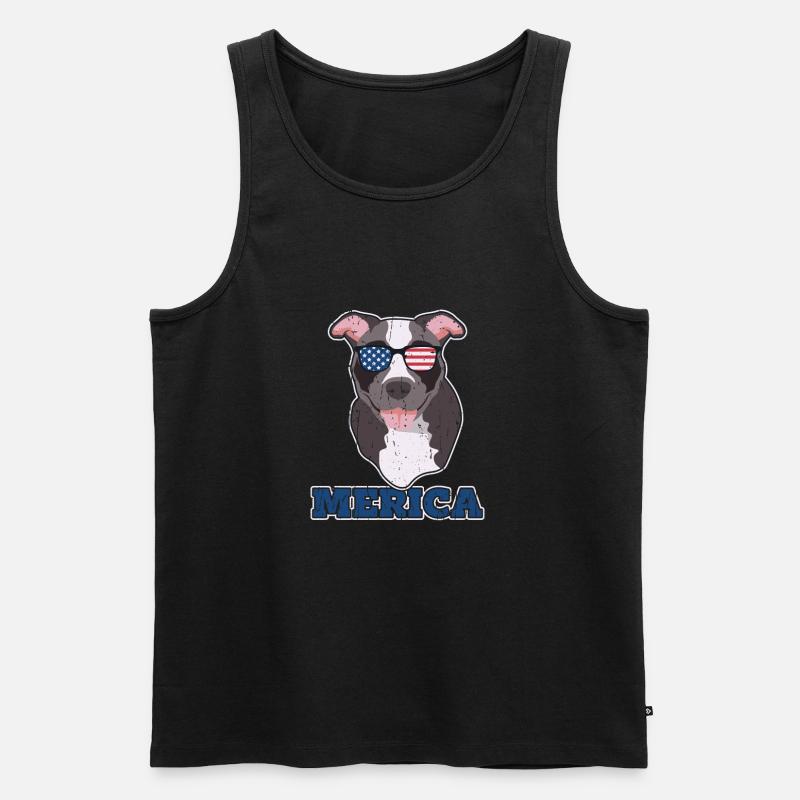 Merica - Pitbullhund - Männer Premium Bio Tank Top - Schwarz