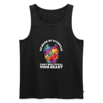 Vorsicht vor Pitbulls Sie werden dein Herz stehlen - - Männer Premium Bio Tank Top - Schwarz - Vorne - AI Model Male 178 light (178cm)