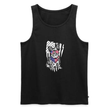 Yorkshire terrier dog wearing american flag - Men's Premium Organic Tank Top - black - Front - Michal (187cm)
