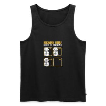 Bichon frise guide to training Sit down Fetch - Men's Premium Organic Tank Top - black - Front - AI Model Male 178 light (178cm)