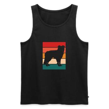 Border collie silhoutte avec couleur rétro - Débardeur bio Premium Homme - noir - Devant - AI Model Male 178 light (178cm)