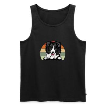 Border collie avec fond de couleur rétro - - Débardeur bio Premium Homme - noir - Devant - AI Model Male 178 light (178cm)