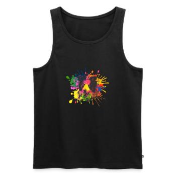 Border collie in a splash art portrait - canine - Men's Premium Organic Tank Top - black - Front - AI Model Male 178 light (178cm)