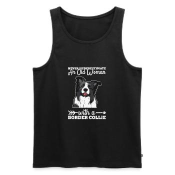 Unterschätze niemals eine alte Frau mit einer Grenze - Männer Premium Bio Tank Top - Schwarz - Vorne - Michal (187cm)