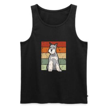 Schnauzer silhoutte avec fond de couleur rétro - - Débardeur bio Premium Homme - noir - Devant - AI Model Male 178 light (178cm)