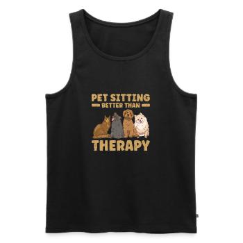 Pet sitting better than therapy - sitting - Men's Premium Organic Tank Top - black - Front - Michal (187cm)
