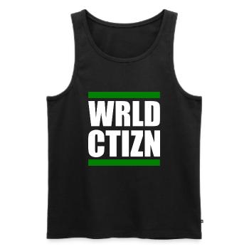 Wrld ctizn - world citizen - Débardeur bio Premium Homme - noir - Devant - AI Model Male 178 light (178cm)