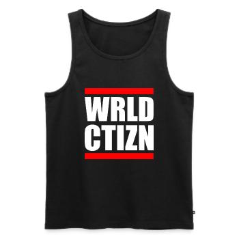 Wrld ctizn - world citizen - Débardeur bio Premium Homme - noir - Devant - AI Model Male 178 light (178cm)