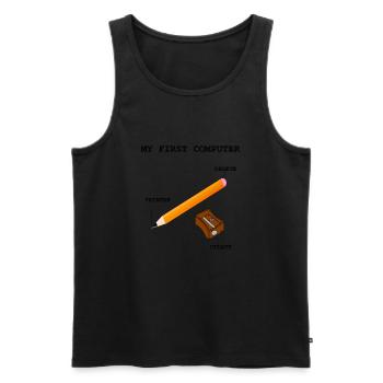 Ordinateur PC Imprimantes Écriture - Débardeur bio Premium Homme - noir - Devant - Michal (187cm)