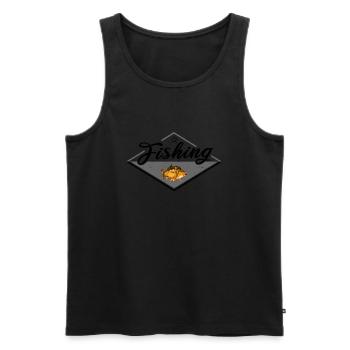 Pêche carpe rétro - Débardeur bio Premium Homme - noir - Devant - Michal (187cm)
