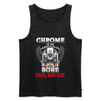 Chrome to the bone diesel runs deep - Débardeur bio Premium Homme - noir - Devant - AI Model Male 178 light (178cm)