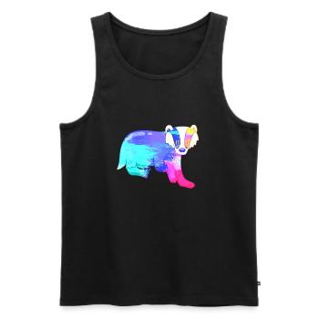 Badger Colorful - Men's Premium Organic Tank Top - black - Front - AI Model Male 178 light (178cm)