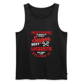 locksmith - Men's Premium Organic Tank Top - black - Front - Michal (187cm)