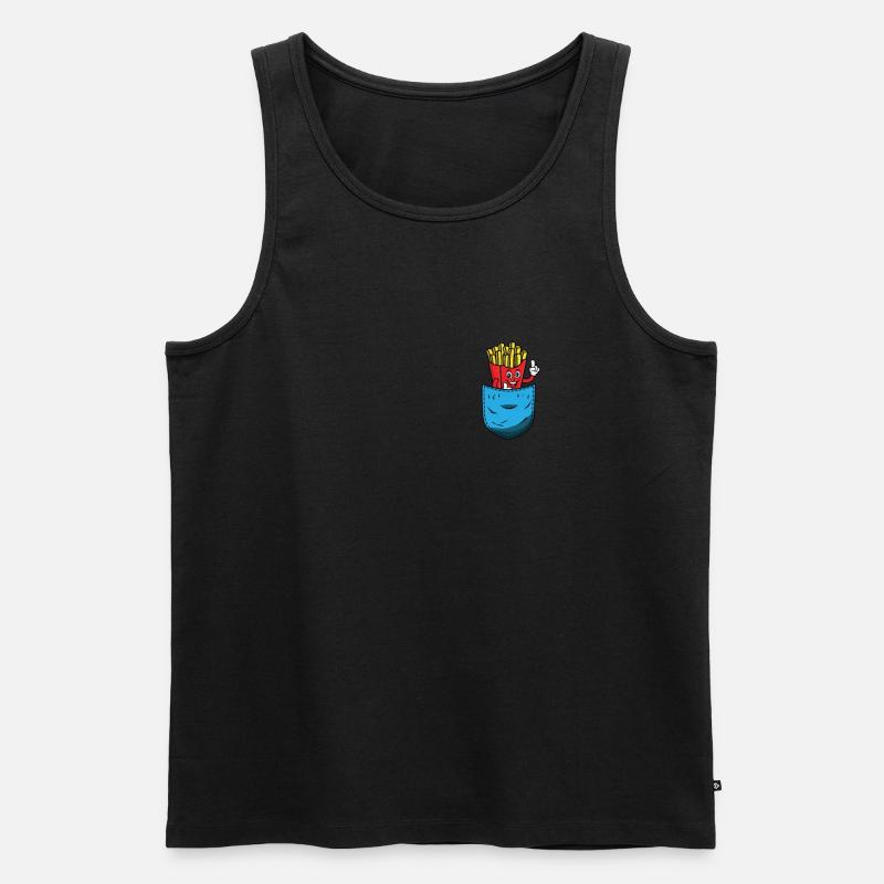 Pommes Frites Brusttasche - Männer Premium Bio Tank Top - Schwarz