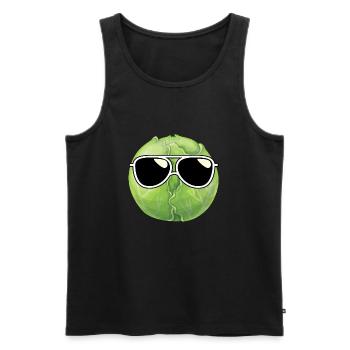 Brussels sprouts with sunglasses - Men's Premium Organic Tank Top - black - Front - AI Model Male 178 light (178cm)
