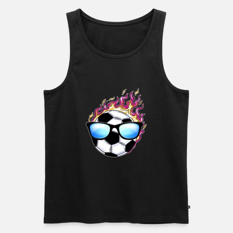 Fussball Mit Sonnenbrille - Männer Premium Bio Tank Top - Schwarz