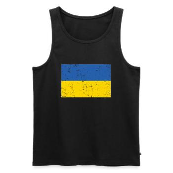 Drapeau de l’Ukraine en détresse - Débardeur bio Premium Homme - noir - Devant - AI Model Male 178 light (178cm)